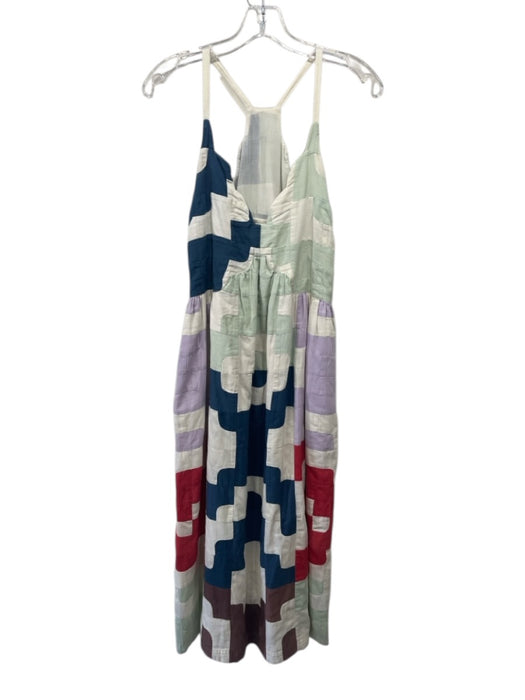 Sea New York Size XS Green, Purple, Multi Cotton Sleeveless Quilted V Neck Dress Green, Purple, Multi / XS