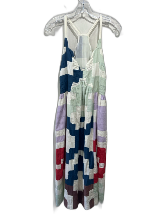 Sea New York Size XS Green, Purple, Multi Cotton Sleeveless Quilted V Neck Dress Green, Purple, Multi / XS