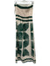 Benaar Size S Green & Cream Cotton Strapless Leaf Print Front Slit Midi Dress Green & Cream / S