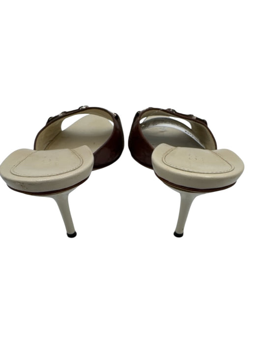 Gucci Shoe Size 37 White & Brown Leather open toe Guccissima Horse Bit Sandals White & Brown / 37