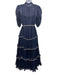 Zimmermann Size 1 Navy & white Maxi Slip Inc Sheer Short Puff Sleeve Dress Navy & white / 1