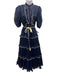 Zimmermann Size 1 Navy & white Maxi Slip Inc Sheer Short Puff Sleeve Dress Navy & white / 1