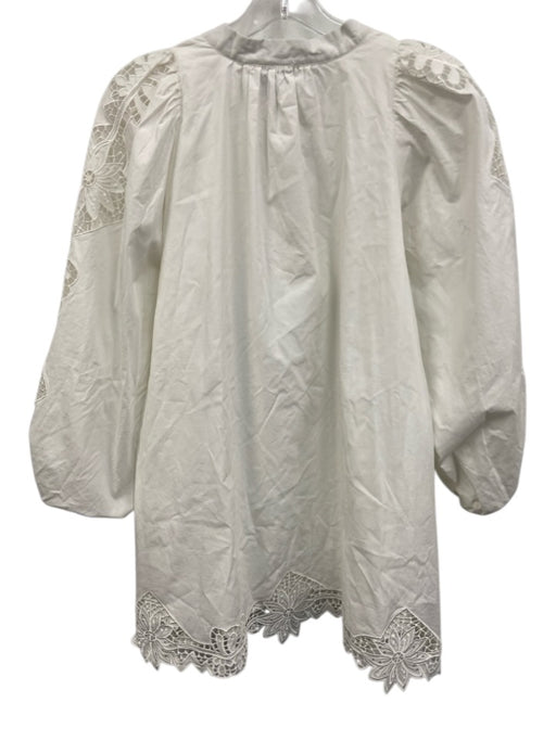 The Shirt Size XS White Cotton Long Sleeve 1/2 Button Knee length Dress White / XS