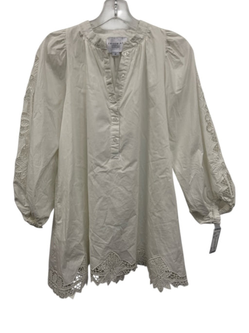 The Shirt Size XS White Cotton Long Sleeve 1/2 Button Knee length Dress White / XS