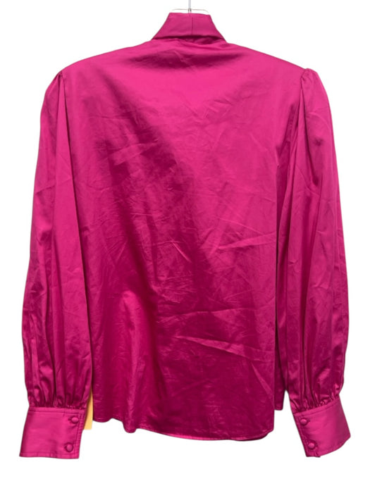 Hunter Bell Size XS Fuschia Pink Cotton Long Sleeve neck tie Buttons Top Fuschia Pink / XS