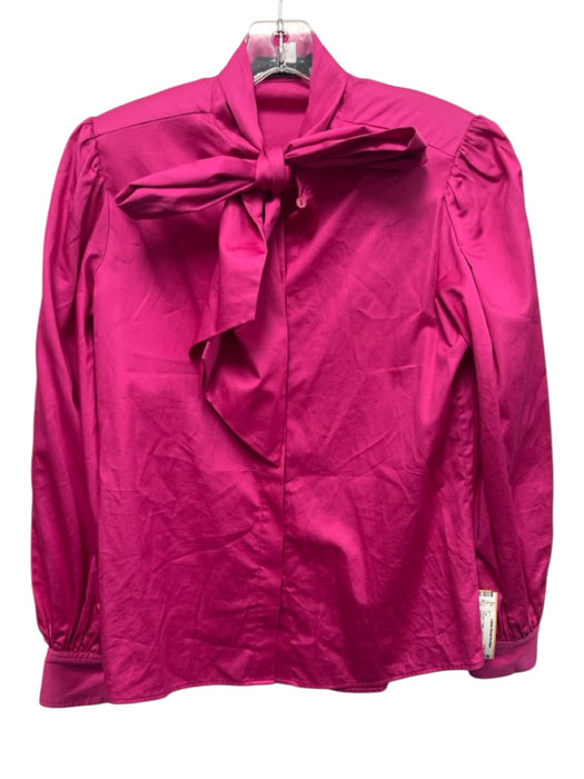 Hunter Bell Size XS Fuschia Pink Cotton Long Sleeve neck tie Buttons Top Fuschia Pink / XS