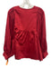 LaRoque Size S Red Cotton Long Sleeve Pleated Neck Split V neck Top Red / S