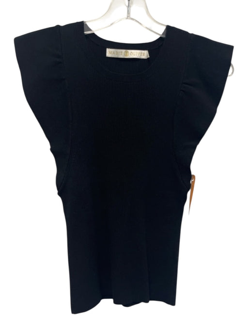 Marie Oliver Size S Black Viscose & Polyester Sleeveless Rib Knit Top Black / S