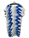 Marie Oliver Size S White & Blue Silk Abstract V Neck Sleeveless Shift Dress White & Blue / S