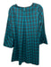 Tuckernuck Size S Blue & Teal Print Polyester & Rayon Plaid 3/4 Sleeve Dress Blue & Teal Print / S