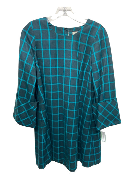 Tuckernuck Size S Blue & Teal Print Polyester & Rayon Plaid 3/4 Sleeve Dress Blue & Teal Print / S