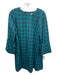 Tuckernuck Size S Blue & Teal Print Polyester & Rayon Plaid 3/4 Sleeve Dress Blue & Teal Print / S