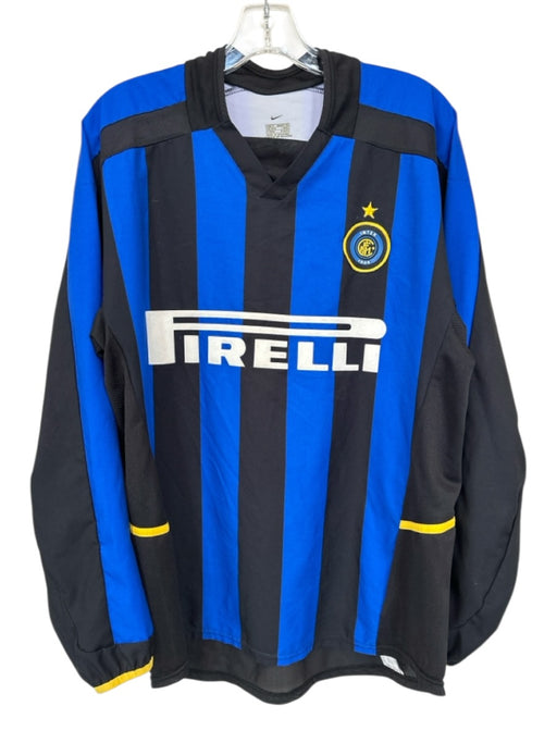 Nike Size M Blue & Black Polyester Soccer Striped Soccer Jersey Men's T-Shirt Blue & Black / M