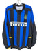Nike Size M Blue & Black Polyester Soccer Striped Soccer Jersey Men's T-Shirt Blue & Black / M