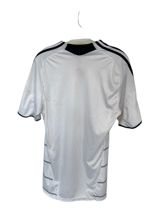 Adidas AS IS Size M White & Gray Polyester Soccer Striped Soccer Jersey T-Shirt White & Gray / M