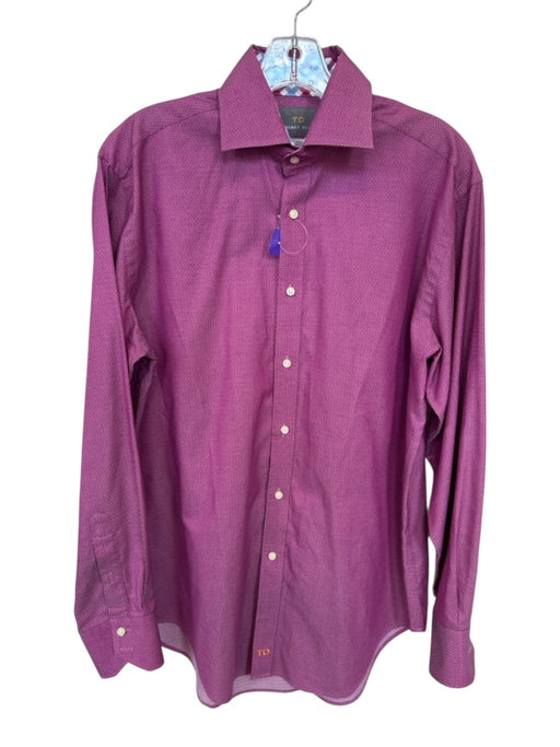 Thomas Dean Size M Purple Cotton Diamond Button Down Men's Shirt Purple / M