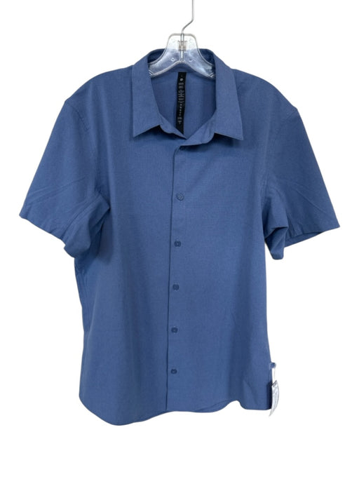 Lululemon Size L Slate Blue Recycled Polyester Grid Button Down Athletic Shirt Slate Blue / L