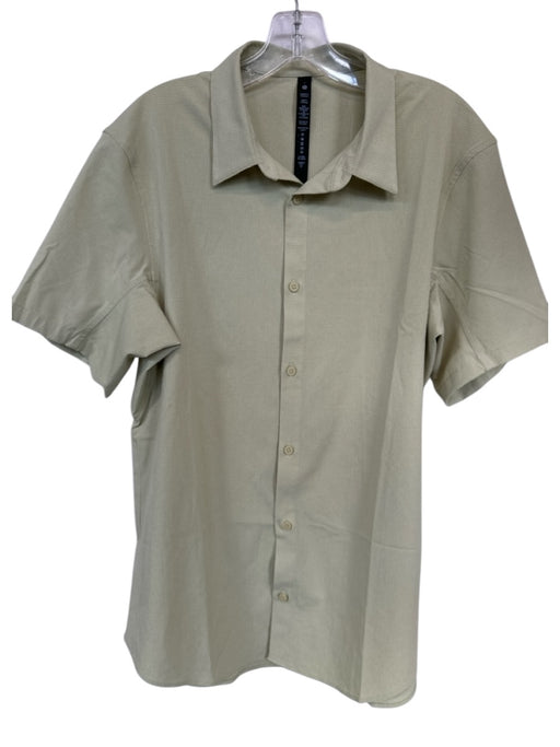 Lululemon Size L Chartruse Recycled Polyester Grid Button Down Athletic Shirt Chartruse / L