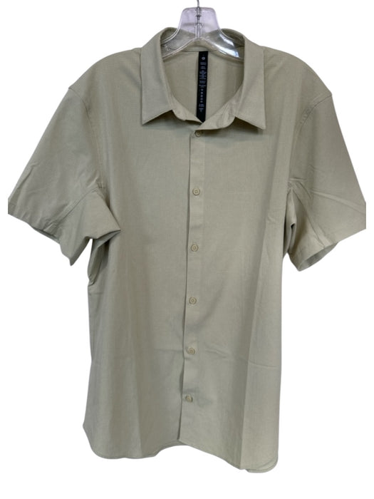 Lululemon Size L Chartruse Recycled Polyester Grid Button Down Athletic Shirt Chartruse / L
