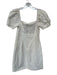 ASTR Size S Ivory Cotton Short Balloon Sleeve Back Zip Dress Ivory / S
