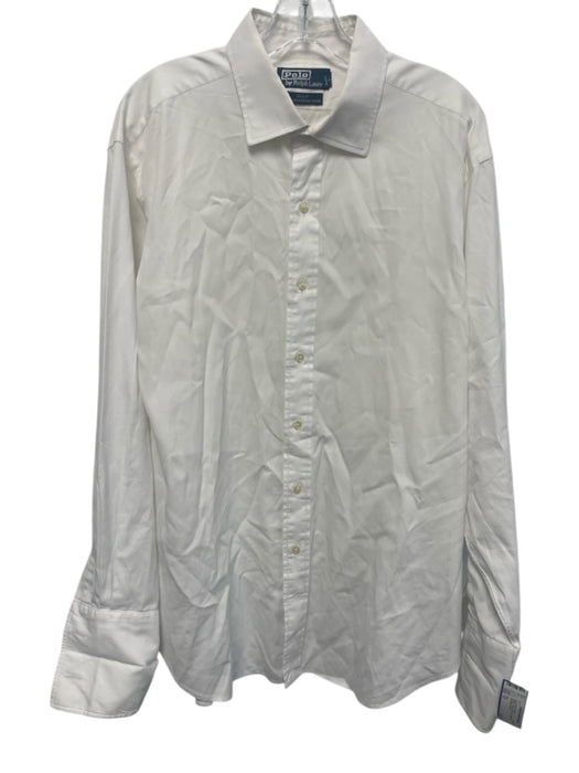 Polo Size 17 White Cotton Solid Button up Men's Long Sleeve Shirt White / 17