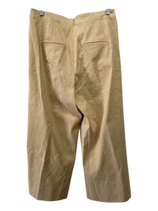 Vince Size 10 Tan Linen Blend High Rise Back Zip Side Pockets Wide Leg Pants Tan / 10