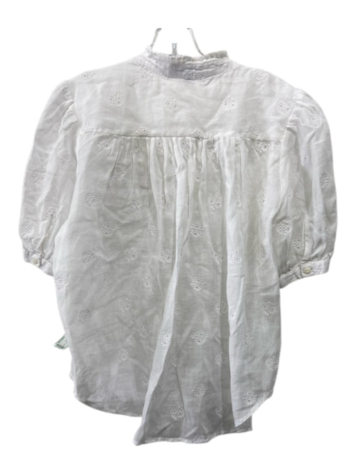 Rag & Bone Size Medium White Cotton Short Balloon Sleeve Eyelet Button Up Top White / Medium