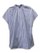 Pomander Place Size Medium Blue & White Cotton Cap Sleeve Striped Button Up Top Blue & White / Medium