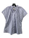 Pomander Place Size Medium Blue & White Cotton Cap Sleeve Striped Button Up Top Blue & White / Medium