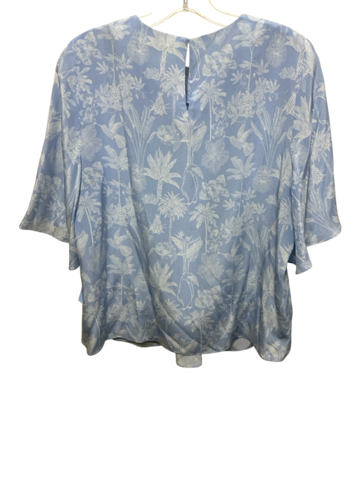 The Fold Size 10 Light blue & white Silk Bell Sleeve Floral Pleated Top Light blue & white / 10