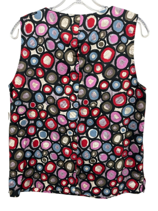 'S Max Mara Size Est M Red, Blue, Brown Cotton Blend Sleeveless Circles Top Red, Blue, Brown / Est M