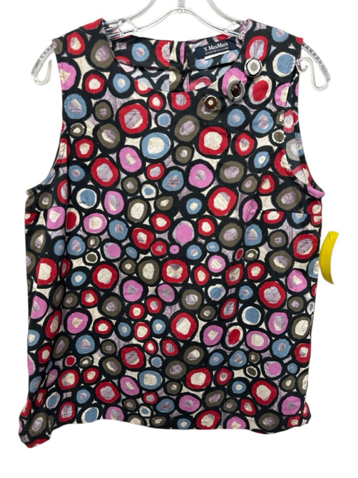 'S Max Mara Size Est M Red, Blue, Brown Cotton Blend Sleeveless Circles Top Red, Blue, Brown / Est M