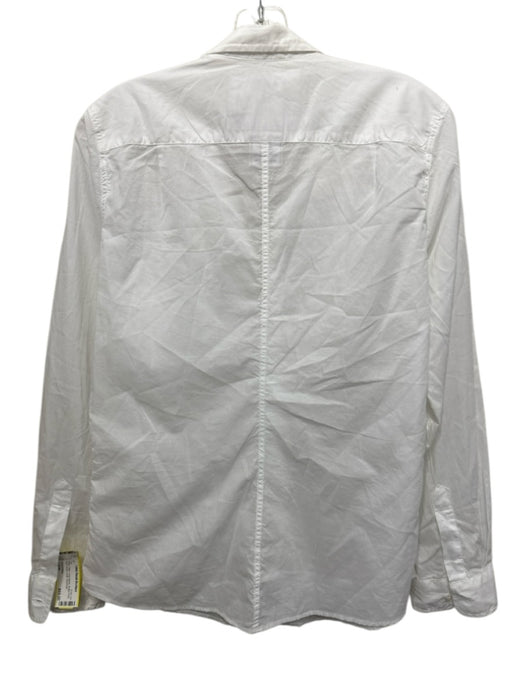 Frank & Eileen Size Large White Cotton Long Sleeve Button Front Patch Pocket Top White / Large