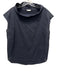 Brunello Cucinelli Size Large Navy Blue Cotton Cap Sleeve Funnel Neck Top Navy Blue / Large