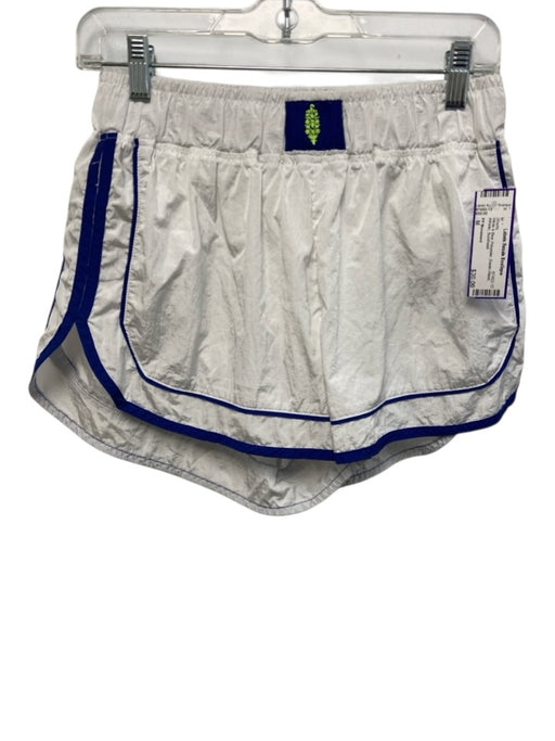FP Movement Size M White & Blue Polyester Elastic Waist Athletic Shorts White & Blue / M