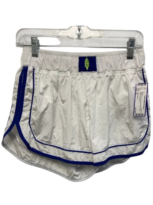 FP Movement Size M White & Blue Polyester Elastic Waist Athletic Shorts White & Blue / M