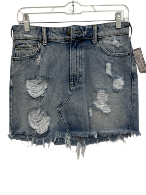 SER.O.YA Size 28 Light Wash Cotton Distressed Zip Fly Mini Skirt Light Wash / 28
