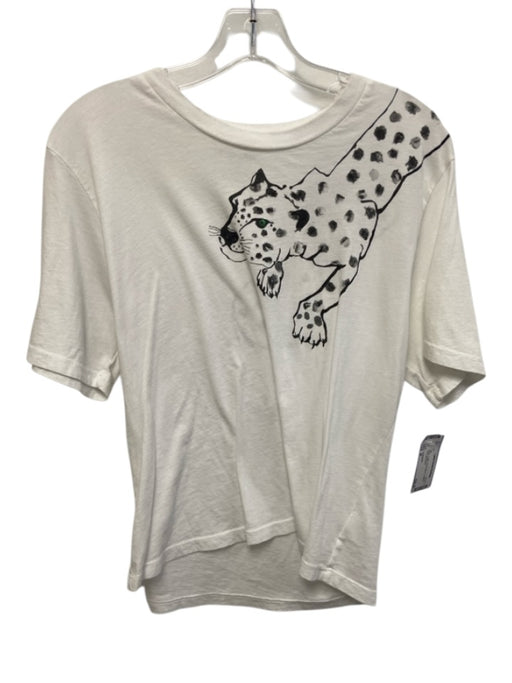Le Superbe Size M White Cotton Short Sleeve Graphic Print Top White / M