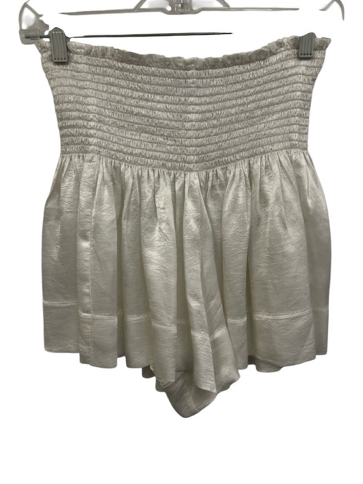 Koch Size S White Acetate Satin smocked Shorts White / S