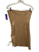 Lovers and Friends Size M Tan & White Polyester & Rayon Gingham Ruched Dress Tan & White / M