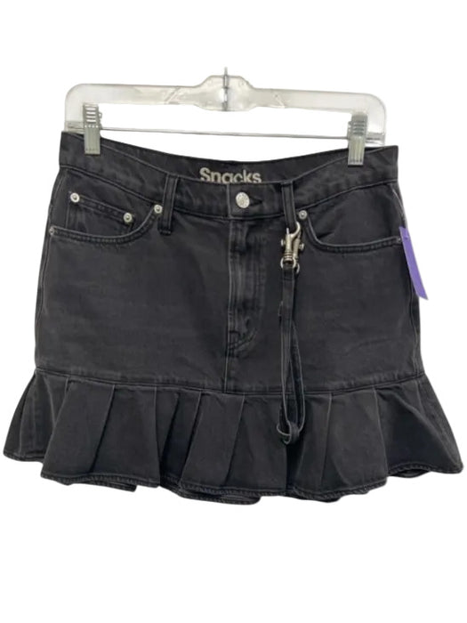Snacks by Mother Size 28 Black Cotton Pleated Zip Fly High Rise Skirt Black / 28