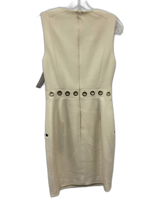 Karen Millen Size 6 Beige & Silver Polyester & Viscose Sleeveless Grommets Dress Beige & Silver / 6