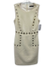 Karen Millen Size 6 Beige & Silver Polyester & Viscose Sleeveless Grommets Dress Beige & Silver / 6