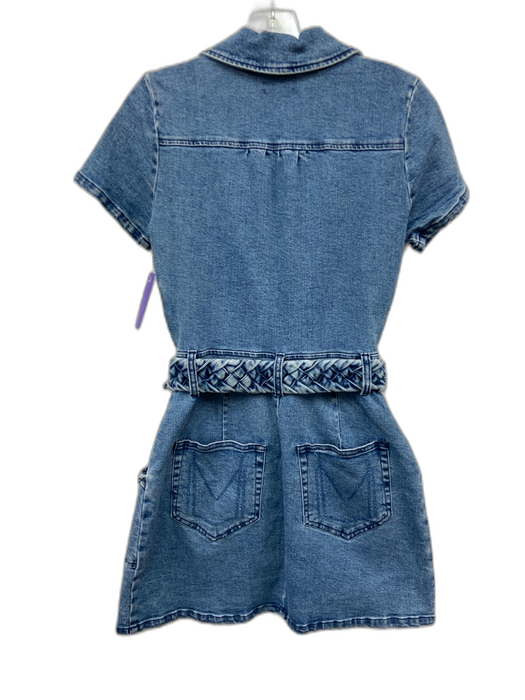 Show Me Your Mumu Size S Medium Wash Cotton Denim Short Sleeve Zip Up Mini Dress Medium Wash / S