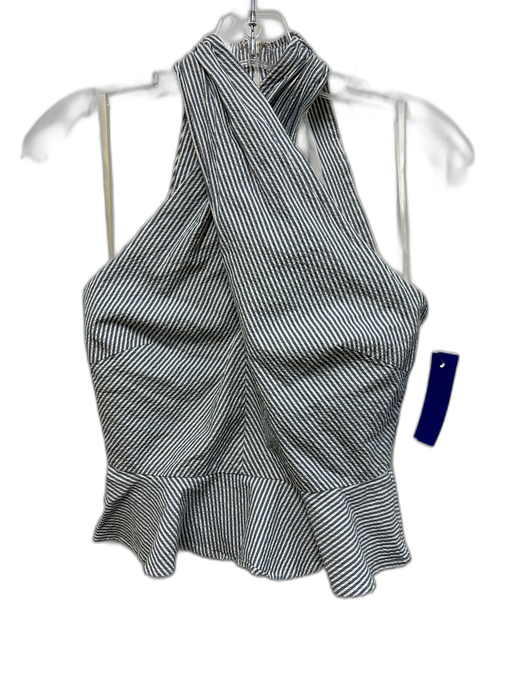 Veronica Beard Size 00 Blue & White Cotton & Elastane Sleeveless Stripe Top Blue & White / 00