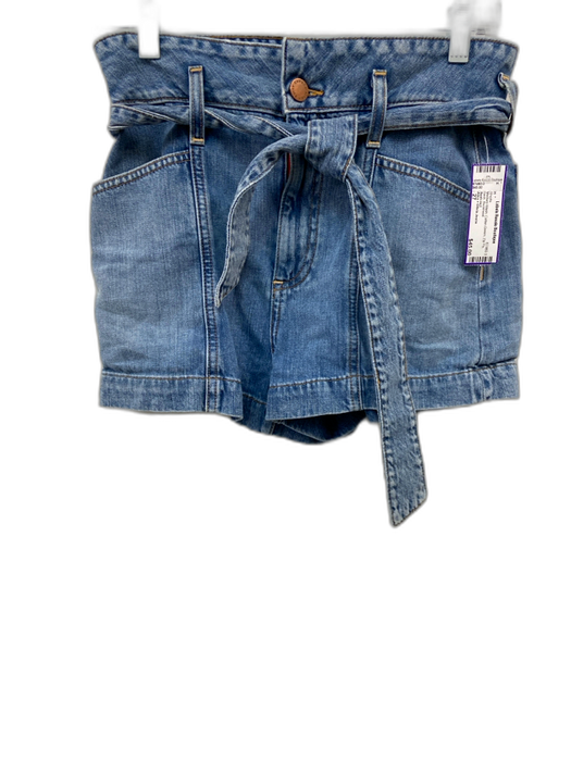 Alice + Olivia Jeans Size 27 Medium Wash Cotton Denim Zip Fly Sash Shorts Medium Wash / 27