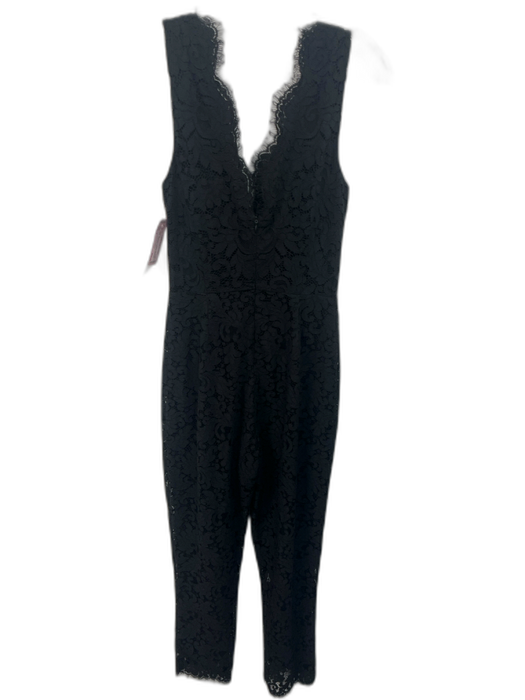 Cupcakes & Cashmere Size 2 Black Polyamide & Cotton Lace Detail V Neck Jumpsuit Black / 2