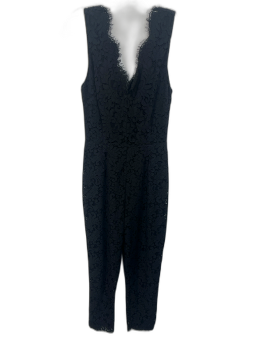 Cupcakes & Cashmere Size 2 Black Polyamide & Cotton Lace Detail V Neck Jumpsuit Black / 2