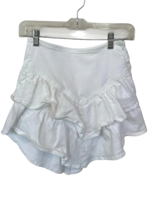 Mother Size 24 White Cotton Blend Ruffle Denim Mini Skirt White / 24