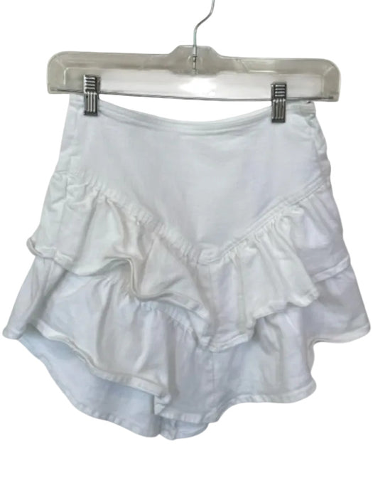 Mother Size 24 White Cotton Blend Ruffle Denim Mini Skirt White / 24